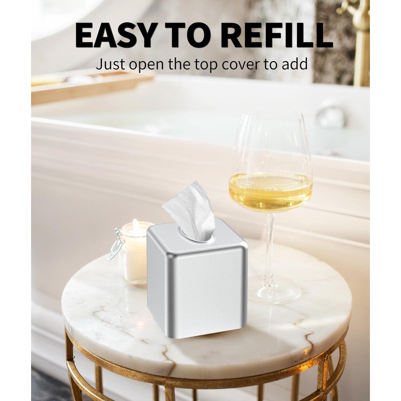 Livelab Tissue Box Cover, Square Metal Tissue Box Holder Modern