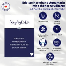 Glücksschmiedin - Gemstone Bracelet Healing Stone with Gold Beads Locally Handmade, Gemstone, Aquamarine