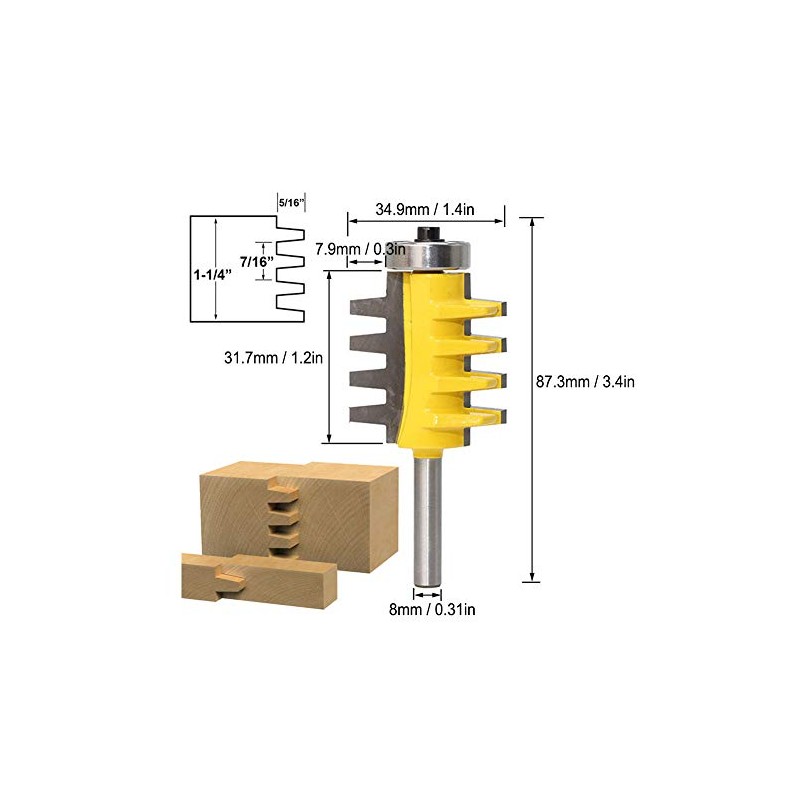 8mm Shank Tongue and Groove Router Drill Rail, Reversible Finger