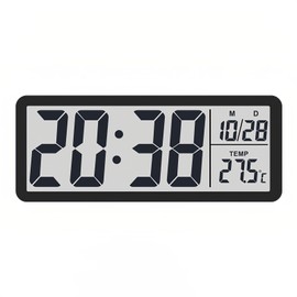 Lancoon LCD Digital Wall Clock with Silent Temperature Date 12/24 Hour ℃/℉ Switch Desktop Hanging 2 Types of Placement Easy to Use for Bedroom Home Decor Living Room