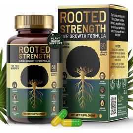 Rooted Strength Hair Growth Vitamins – Hair Vitamins for Black Women & Men with DHT Blocker & Collagen, Advanced Biotin for Hair Growth Women, 60 Capsules, 1-Month Supply, for Thicker, Stronger Hair