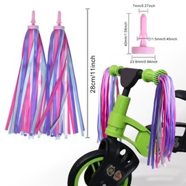 Mlurcu Bike Streamers for Girls 1 Pair, Bike Decorations Girls Bike Tassels, Kids Bike Accessories Scooter Bicycle Tricycle Handlebar Streamers Handle Bar Grips Accessories for Kids(Purple)