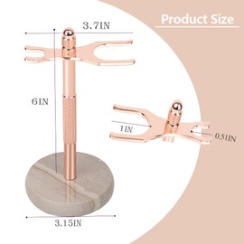 GMYIAK Razor Holder With Brush Stand, With Hand-Polished Marble Base Which Make The Razor Stand More Stable, Not Easy To Rust，Curved Design Fits Most Razors And Brushes，Can Be A Gift For Men