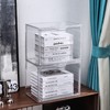 BOHOIDEE 2PACKS Clear Book Storage Organizer for Bookshelf, Plastic Stackable