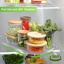 Lazy Susan Turntable Organizer for Refrigerator, 360° Rotating Square Lazy Susan Fridge, 16.5'' Clear Rectangular Lazy Susan Organizer and Storage Tray for Fridge, Cabinet, Pantry, Kitchen Countertop