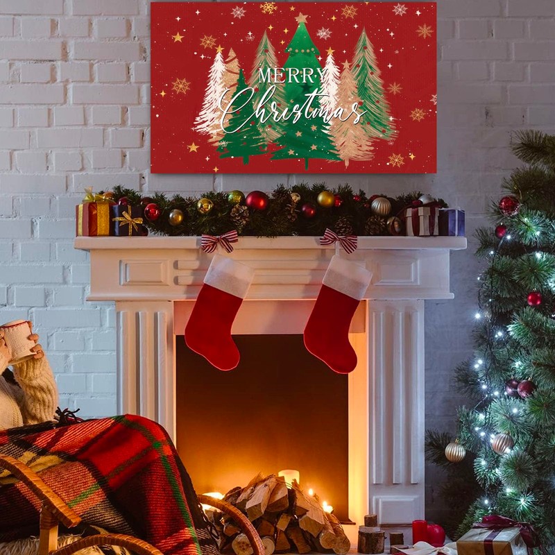 Merry Christmas Tree Flags 3x5 Outdoor Double Sided- Xmas Pine