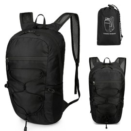 Azarxis 15L Hiking Foldable Backpack Ultra Light Daypack Hiking Backpack for Camping Hiking Travel Sports Climbing Cycling, black