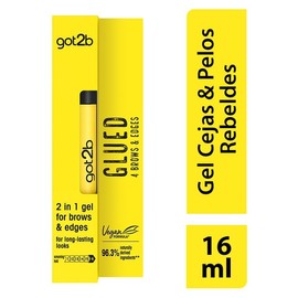 Got2b Gel fijador para cejas y bordes, GLUED, resistente al agua, ultra fijación, fórmula vegana sin sulfatos siliconas ni parábenos, 16ml.           