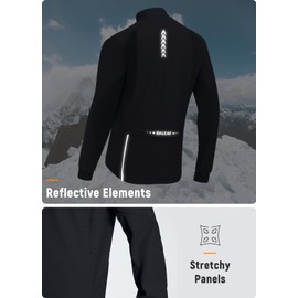 BALEAF Men's Winter Cycling Jackets Water Resistant Thermal Running Softshell Jacket Warm Cold Weather Pockets Black M
