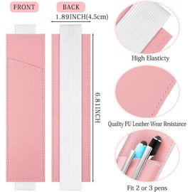 12Pcs Pen Holder for Notebook, Detachable Pen Sleeve, PU Leather Pen Pouch with Adjustable Elastic Band and 6pcs Metal Pen Clip for Notebooks, Journals, Calendars, Tablet Case (6 Colors)