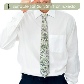 Mantieqingway Ties for Men, 2.76'' Cotton Floral Tie Men's Neckties for Weddings Groomsmens Dances Party Valentine's Day Gift (Style-20)