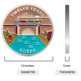 The Achieve Mint Twelve Years Sober Token | 12 Year Sobriety Chip | Non-AA Gift, Non-Religious Medallions for Women and Men Celebrating Sobriety