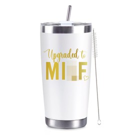 CUPLOOV New Mom Gifts for Pregnant Women, Funny Pregnancy Gift for Expecting Mom, 20 Oz Stainless Steel White Gold Tumbler Set, First Time Mother to be Gift for Wife Friend Sister Mother Day Presents