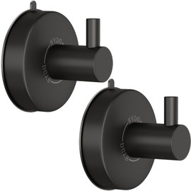 DGYB Suction Cup Hooks for Shower Black Bathroom Hooks Suction Set of 2 Removable Wall Hook for Hanging Towels, Robe, Loofah, Coats