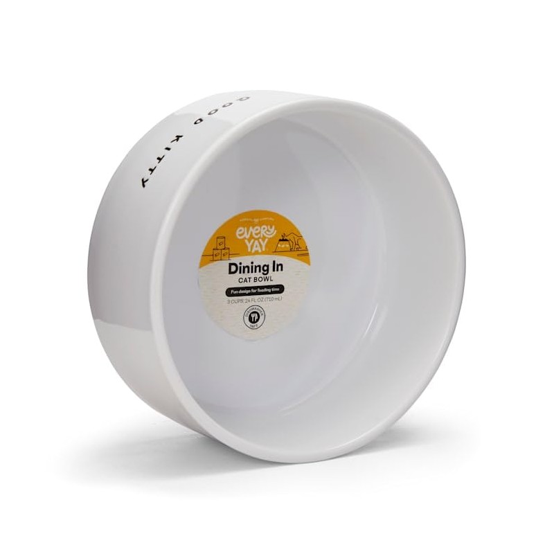 EveryYay Dining in Good Kitty Ceramic Cat Bowl, 3 Cup