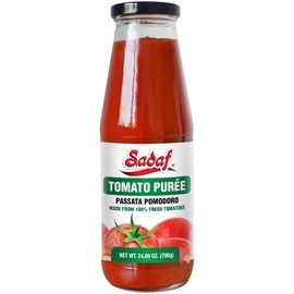 Sadaf Tomato Purée - Passata Pomodoro - Tomato Puree for Cooking, Flavoring and Topping Meals - Tomato Passata - Kosher - 24.69 Oz Bottle