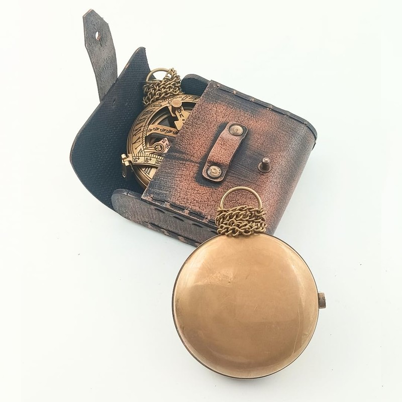 Handcrafted Vintage Brass Sundial Compass – Antique Nautical Sun Clock