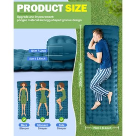 Rantizon Self Inflating Camping Mat, 2024 Upgraded Version Portable Ultralight Sleeping Camping Mat Inflatable Waterproof Camping Mattress with Pillow Sleeping Mat for Outdoor Backpacking Hiking