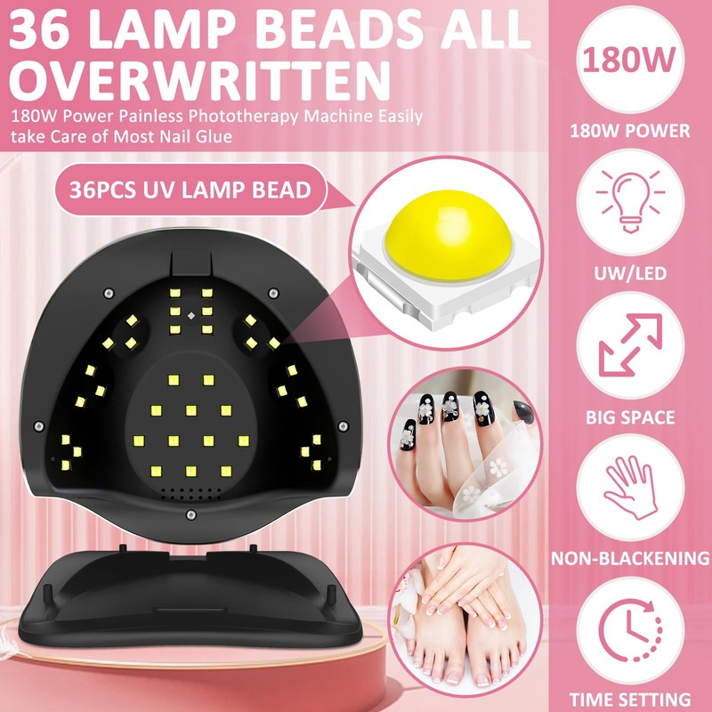 GUHAOOL 180 W Nail Dryer Lamp, UV Lamp for Gel