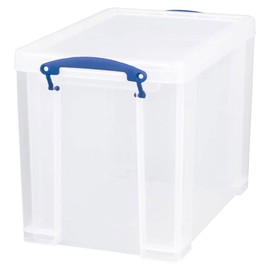 Really Useful Box 19 Liter Plastic Stackable Storage Container with Snap Lid & But-In Clip Lock Handles for Home or Office Organization, Clear