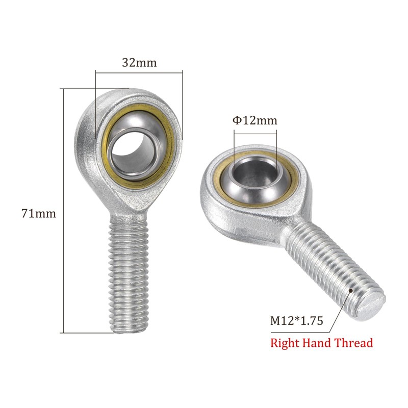 Kozelo 2pcs SA12T/K M12 Rod End Joint Bearing - [12mm