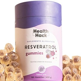 Resveratrol Antioxidante 180 Gomitas para Adulto Sin Azúcar Health Hack                                                                               