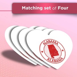 Vinyl Heart Stickers (Set of 4) - Alabama USA Stamp America Fun Decals for Laptops,Tablets,Luggage,Scrap Booking,Fridges #9287