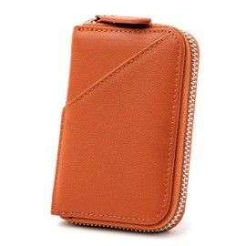 STREAM Card Case, Men's, Women's, Genuine Leather, Anti-Skimming, 12 Pockets, honey brown