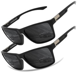 Rayruling Polarised Sunglasses Men Women Sports Sunglasses Men Black Retro TR90 Ultralight Frame UV400 HD Golf/Driving/Fishing/Travel Glasses/Outdoor Sports Fashion Sunglasses, B-Black+Black