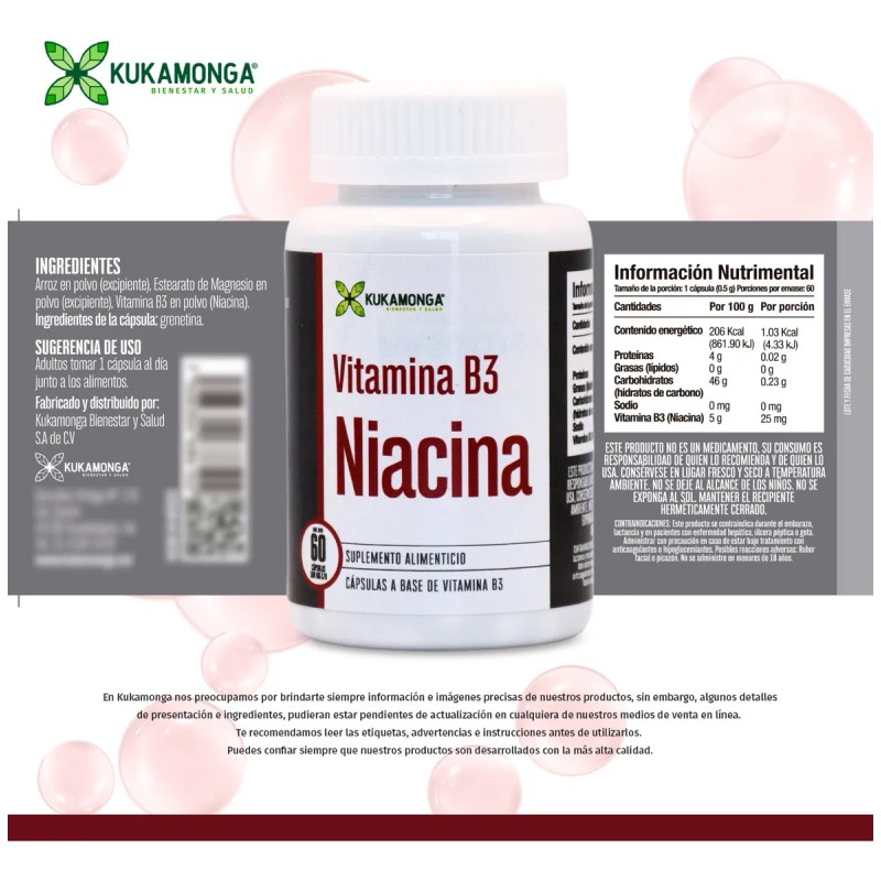 Niacina Natural 500mg Energa Y Circulacin Sin Sabor