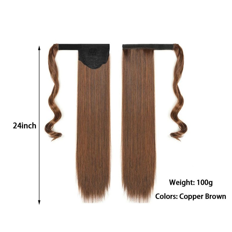 TTPSRY Ponytail Hair Extension 24 Inch Long Straight Synthetic Extensions