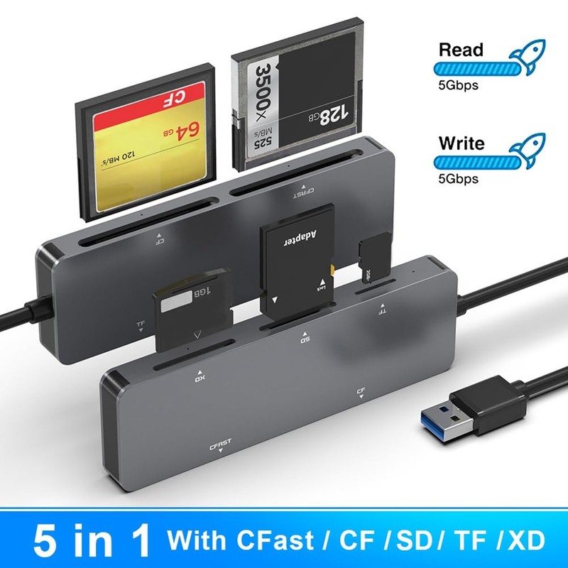 Dpaaoyer 5 in 1 Multi Memory Card Reader OTG Adapter