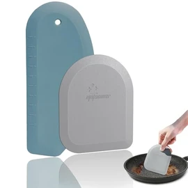 Raspador de masa de tazón, juego de 2 raspadores de banco de silicona para hornear, rascador de repostería de cocina para pan, pastel, masa, queso, cr