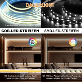 LUXONIC COB LED Strip, 32.8 ft/10 m, 6000 K Cool White LED Light Strip, 24 V Dimmable Light Strip with Remote Control, CRI90+ Ultra Bright Flexible Light Strip for Cabinets, Living Room Decoration