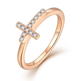 starchenie 925 round white zirconium cross religious belief modern crystal cross finger ring couple for Lady girl