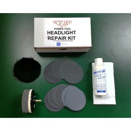 Micro-Mesh Acrylic / Plexiglass Plastic Car Headlight Lens Restore Kit with Buffing Pad / Drill Attachment