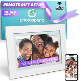 PhotoSpringㅤ Classic Subscription Free 10in WiFi Digital Picture Frame | Send Photos by Email, App, or Web | Touchscreen & 32GB Internal Memory | Play Videos up to 5 min | White