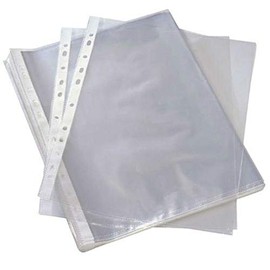 KAV- HIGH/HEAVY Quality A4 Clear Plastic clear stripe Punched Punch Pockets 55 Micron for Folders Filing Wallets Sleeves (100)