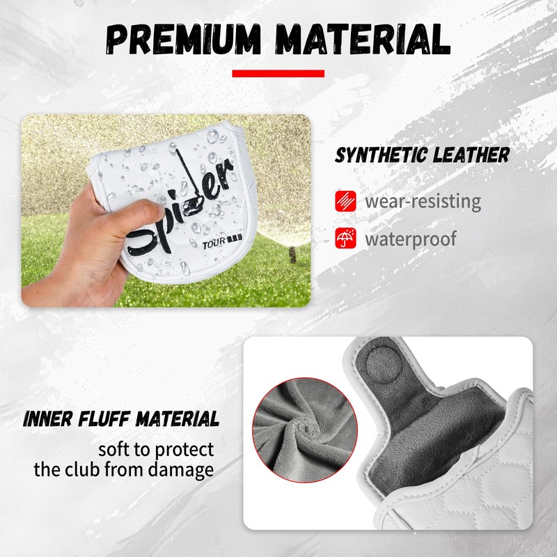 Golf Mallet Square Putter Cover Magnetic Heel-Shaft Headcovers Fits for
