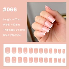 【NEW ARRIVALS!】 Press on Nails French Tip Bling Coffin Short Almond Fake Nails with Designs Glue on Nails Long Glossy Gradient Medium False Nails Reusable Full Cover Thick Nail Acrylic Stick on Nails for Women Girls 24 Pcs:_066