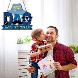 ANHUIB Birthday Gifts for Dad from Daughter Son Best Dad Gifts for Christmas Happy Father's Day Wooden Sign Living Room Bedroom Decoration 29 x 24.5 cm