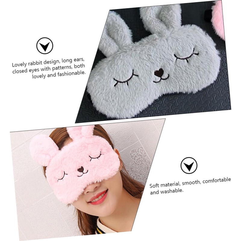 Baluue 2pcs Plush Rabbit Eyemask Soft Eyeshade for Comfortable Sleeping
