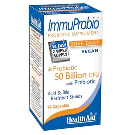 HealthAid ImmuProbio, 50 Billion with Probiotic, Once Daily, 14ct, Acid & Bile Resistant, Dairy & Gluten Free, Vegan