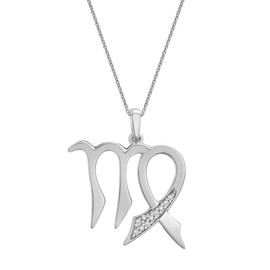 Timeless Love Virgo Zodiac Diamond Accent Pendant Set in Sterling Silver, Necklace with 18" Cable Chain, Dainty Jewelry for Women, Women’s Fashion Necklaces, Luxury Pendants for Women
