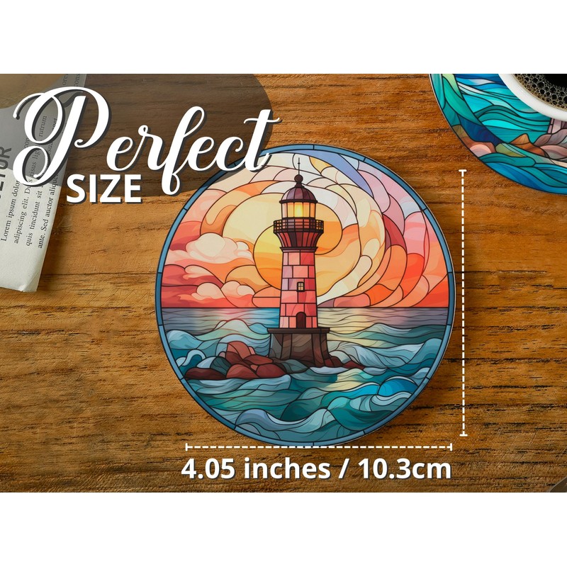 Lighthouse Gifts Coaster, Ceramic, Set of 6, with Gift Box,