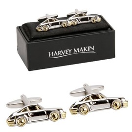 Harvey Makin Rhodium Plated Cufflinks Silver/Gold Cars