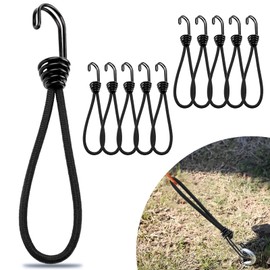 Ziamzra Tensioning Elastic Strap with Hooks, 20 cm Expander with Hooks, Pack of 10 Tarpaulin Tensioners, Heavy Duty Rubber Tensioners with Hooks, Black Elastic Band with Hooks for Tents, Banners,