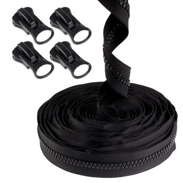 100 Yards #8 Continuous Separating Plastic Zipper, 20 Delrin Locking
