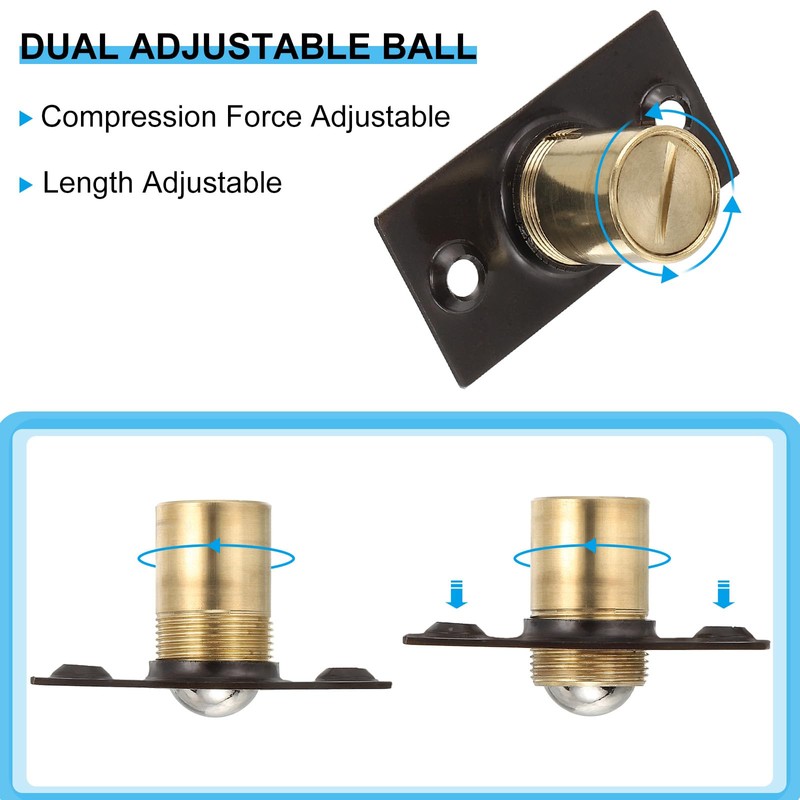 PATIKIL ステンレススチールクローゼットボールキャッチドアハードウェア 6個セット 可変キャビネットドアボールキャッチ クロム仕上げ ストライクプレート＆ネジ付き 室内ドア用 金