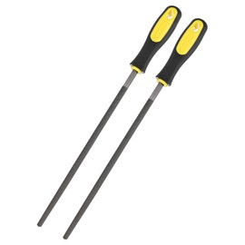 M METERXITY 2-Pack Round Metal File 10 Inch, High Carbon Steel File Diamond File Hand File W PVC Grip Handle for Wood/Metal/Ceramic/Glass/Stone/Jewelry/Tile/Model/DIY/Sharpening File